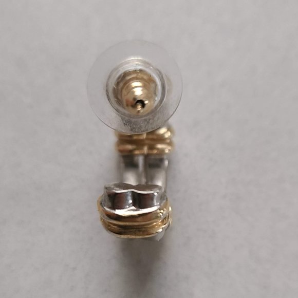 Gold & Silver Colored Thick Hoop Earrings - Picture 8 of 9